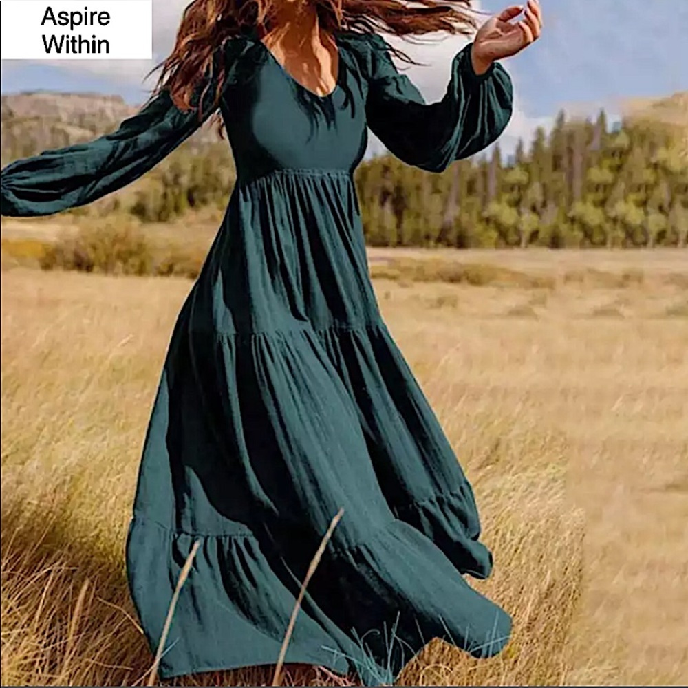 RUFFLE TIERD RUFFLE HEM MAXI DRESS​